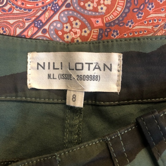 Nili Lotan Green Camouflage Straight Leg Pants - Picture 6 of 13
